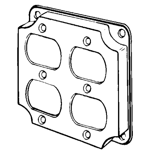 8371N Raised Square Box Cover, 4 in L x 4 in W x 1/2 in D, Duplex Receptacle Cover, Steel