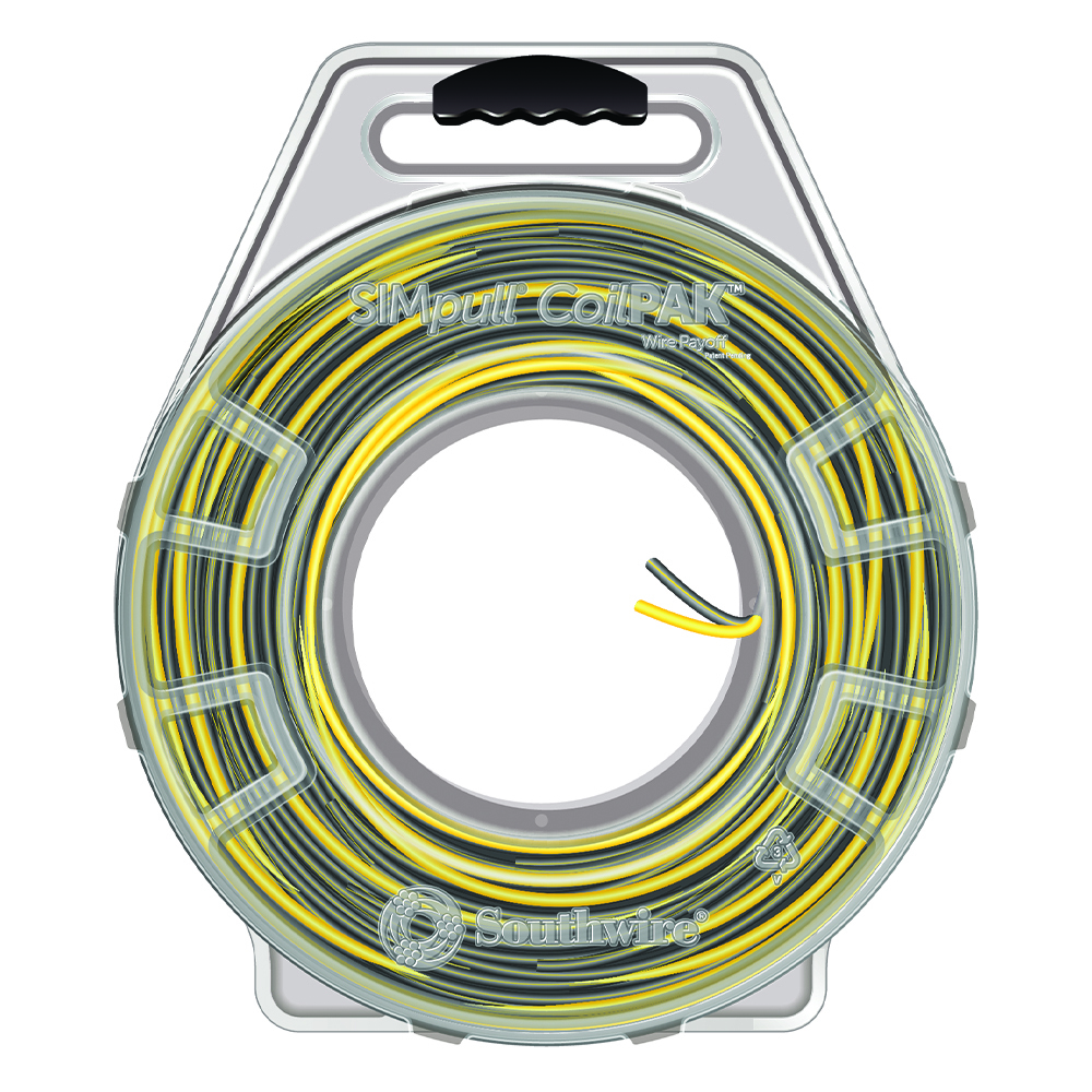 58920605 THHN Wire, 10 AWG, 2 Copper Conductors, Solid, Yellow/Gray and Yellow, 600 ft CoilPAk
