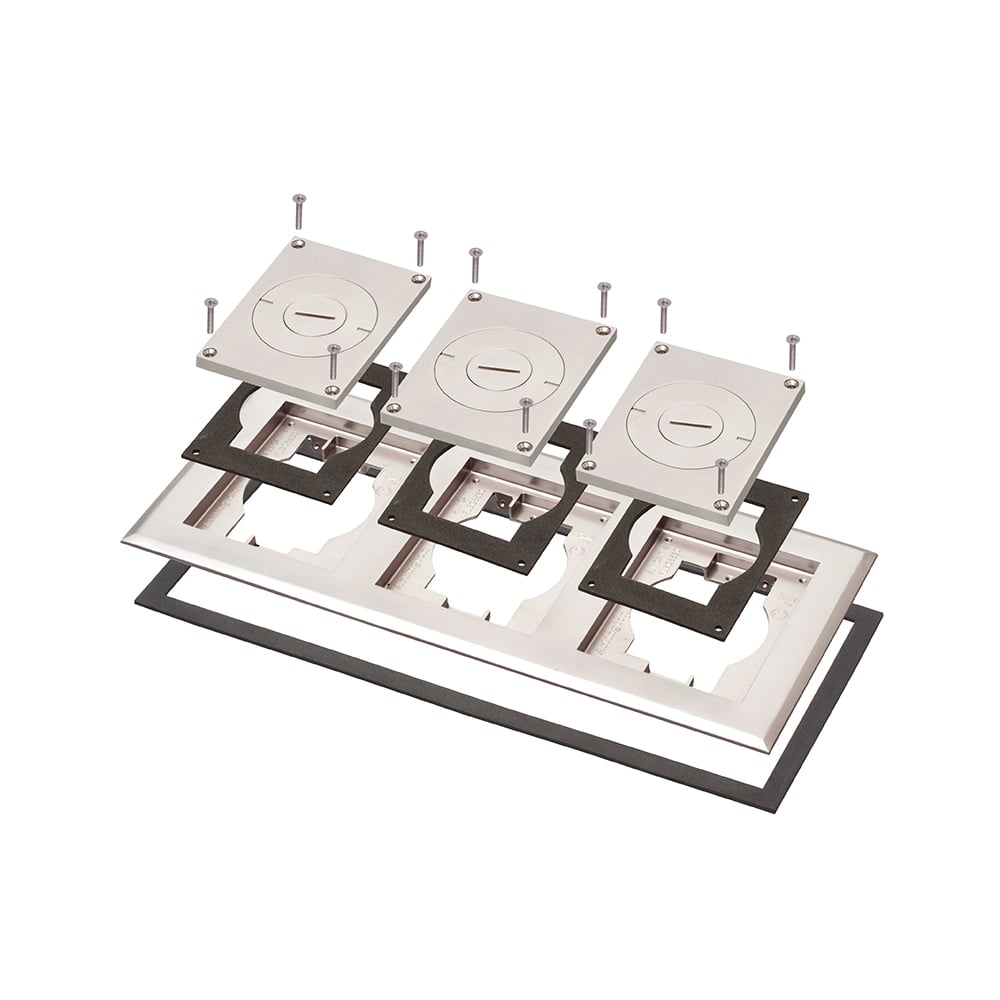 FLBC8533NL Gangable Box Cover Kit With Furniture Feed Insert, 6.094 in L x 13.543 in W, Zinc