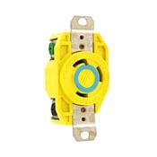 26CM-20 Grounding Locking Receptacle, 250 V AC, 30 A, 2 Poles, 3 Wires, Yellow
