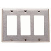 84411-40 Decora Standard Size Wall Plate, 3 Gangs, 6.37 in W x 4.5 in H, 302 Stainless Steel