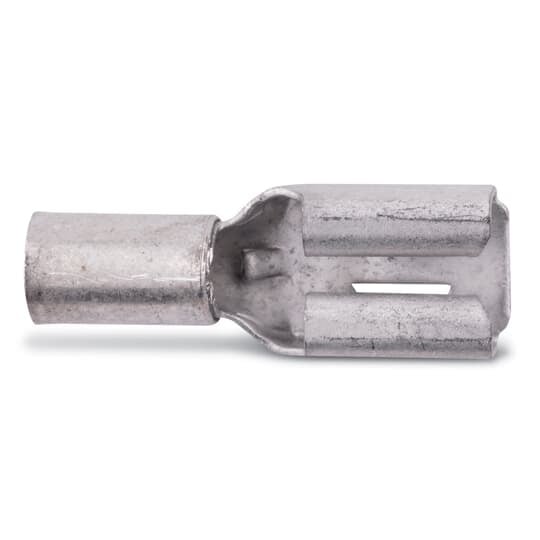 C10-250F Sta-Kon Female Disconnect, 12 to 10 AWG Conductor, 0.25 in W x 0.032 in THK Tab, Brazed Seam Barrel, Brass, Metallic, Non-Insulated