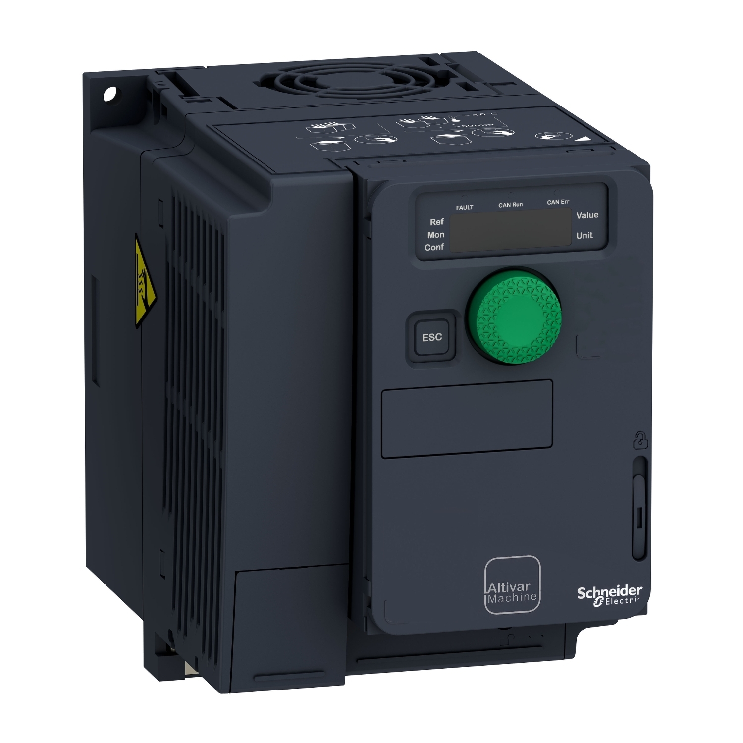 ATV320U04N4C ATV 320 3-Phase Variable Speed Drive With Class C2 Integrated EMC Filter, 400/480 V AC, 1.4/1.8 A, 1/2 hp, 4.13 in W x 6.22 in D