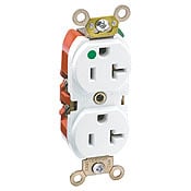 8300-HLG 1-Phase Duplex Extra Heavy Duty Self-Grounding Straight Blade Receptacle, 125 V AC, 20 A, 2 Poles, 3 Wires, Gray