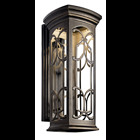 The intricate details of the Olde Bronze panels on this LED wall lantern from the Franceasi(TM) family create delightful shadow patterns on adjoining wall surfaces and walkways. Width: 10, Height: 25, Extension: 12, Height from Center of Wall Opening: 8.75. 11.4W (60W incandescent equivalent). Title 24 requirement. Rated for wet locations. Light source included.