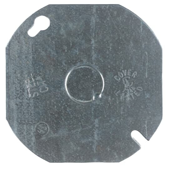 54-C-6 Steel City Flat Box Cover With Knockouts, 4 in Dia, Steel