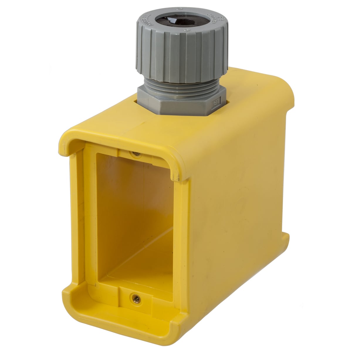 HBL3099 2-Gang Deep Non-Metallic Single End Molded Screw Mount Portable Outlet Box, -40 to 60 deg C, 2-Inlet, 1-Gang, Screw Mount, Rectangular, Thermoplastic/Elastomer, Yellow