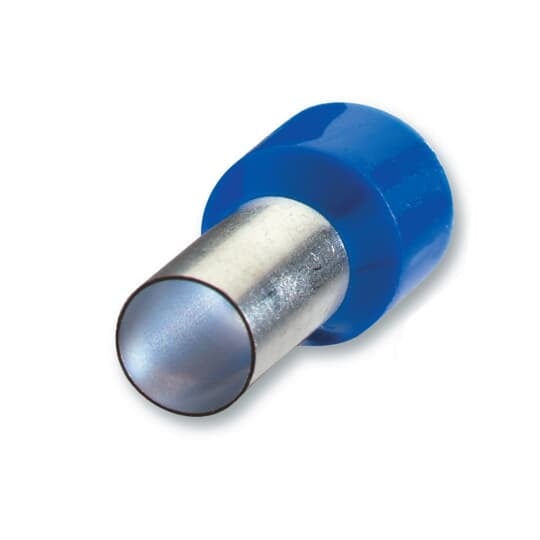 F2037 Sta-Kon F Series Insulated Wire Ferrule, 14 AWG Stranded Copper Conductor, 0.984 in L, Copper, Blue