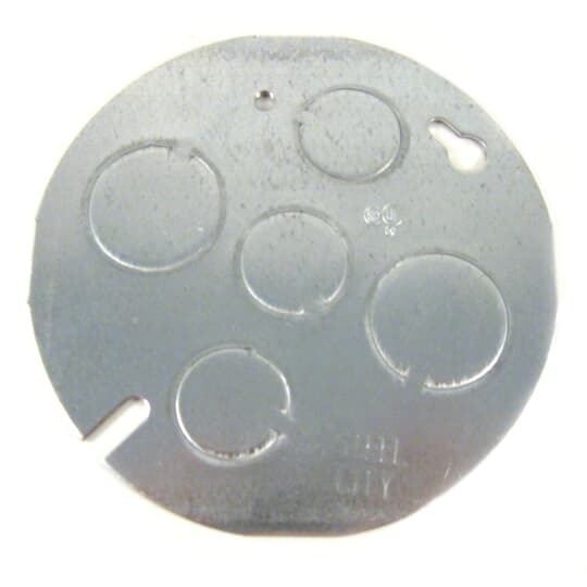 CBP Steel City Outlet Cover Plate With Knockout, 4 in Dia, Steel