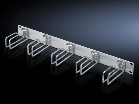 7257035 Horizontal Cable Management Panel With (5) Cable Routing Steel Bracket, Steel Ring, For Use With 1U Cable, Sheet Steel, Light Gray
