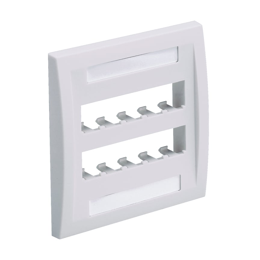 CFPE10EI-2GY Mini-Com PanNet Executive Series Flat Vertical Faceplate, 2 Gangs, 10 Ports, Mini-Com Module, Fastened Mount, ABS