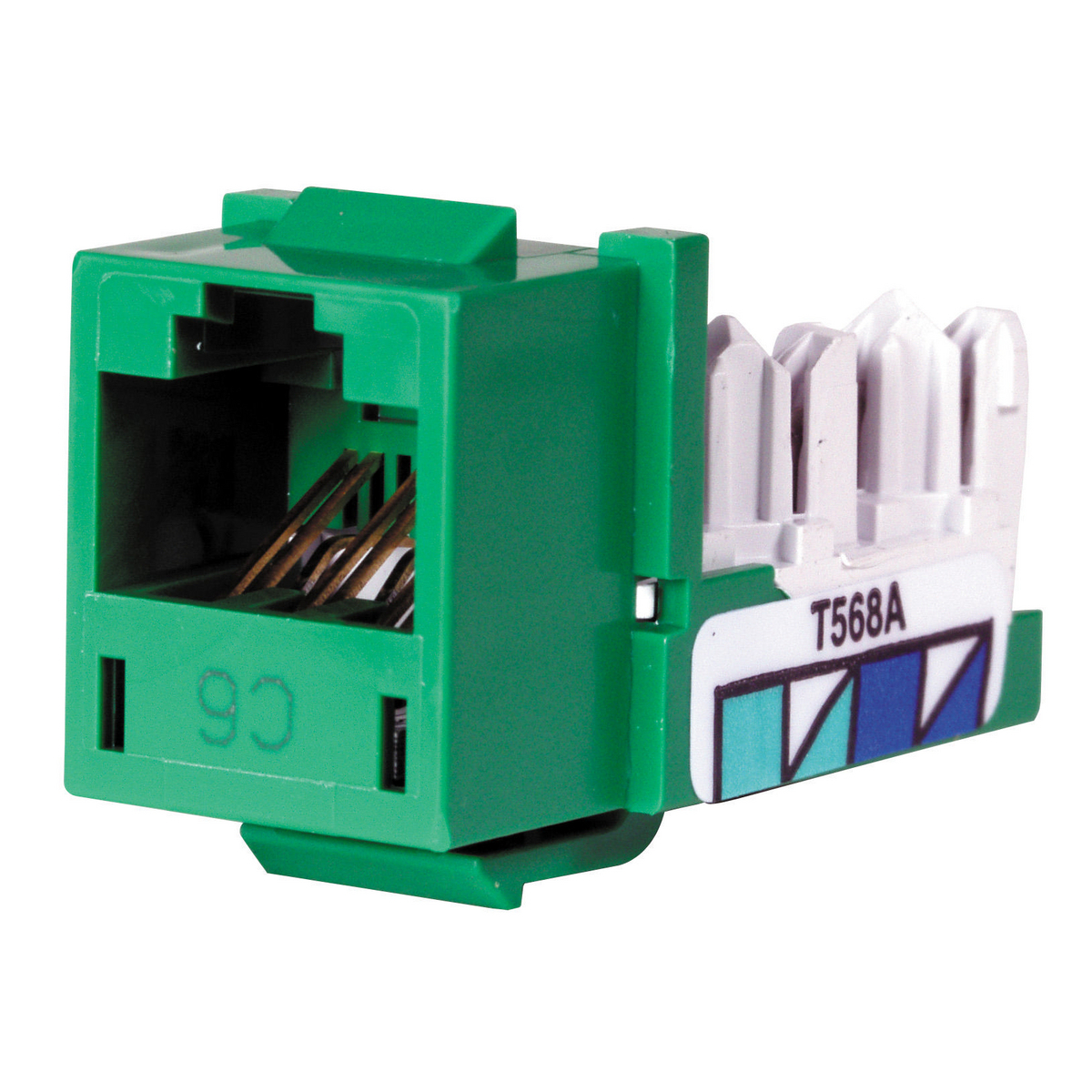HXJ6GN Standard Universal A/B Keystone Jack, Cat 6 Module, Green