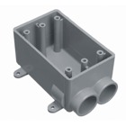 Single Gang FSS Box, Volume 18 Cubic Inches, Length 4.54 Inches, Width 2.80 Inches, Depth 2.42 Inches, Conduit Size 1 Inch, 2 Hubs, Material PVC, Color Gray, Pack of 8