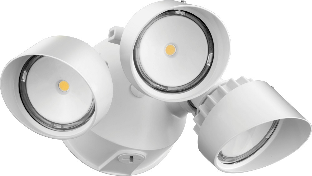 OLF 3RH 40K 120 WH M4 OLF 3 Head Round Motion Security Floodlight, LED Lamp, 31 W Fixture, 120 VAC, White Housing