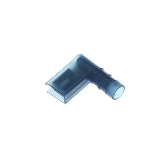 RB2577F Sta-Kon 250 90 deg Flag Open Top Female Disconnect, 16 to 14 AWG Conductor, 0.25 in W x 0.032 in THK Tab, Brazed Seam Barrel, Brass, Blue, Insulated