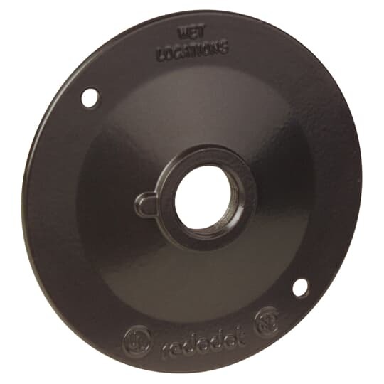 S211BRE Red Dot 1-Tapped Hole Standard Lamp Holder Cover With Gasket, Screws, Plugs, 4-1/8 in Dia, 3/8 in D, Stamped Aluminum