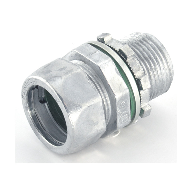 251-RT2XL Bridgeport Raintight Compression Connector With Internal Sealing Ring, Knockout Gasket, 3/4 in Trade, Die Cast Zinc, Ball Burnished/Mirror Smooth