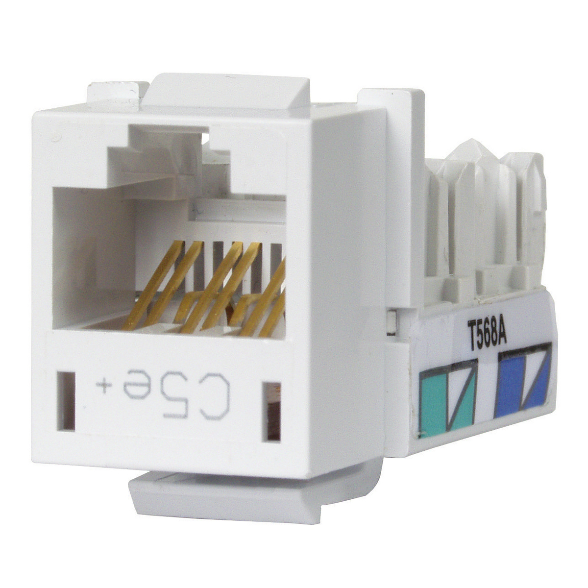HXJ5EW25 8-Position Standard Universal A/B Jack, Cat 5e Module, Snap-Fit Mount, White