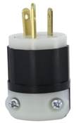 4763-C Cable Mount Grounding Straight Blade Plug, 125 V AC, 15 A, 3 Poles, 3 Wires, Black/White