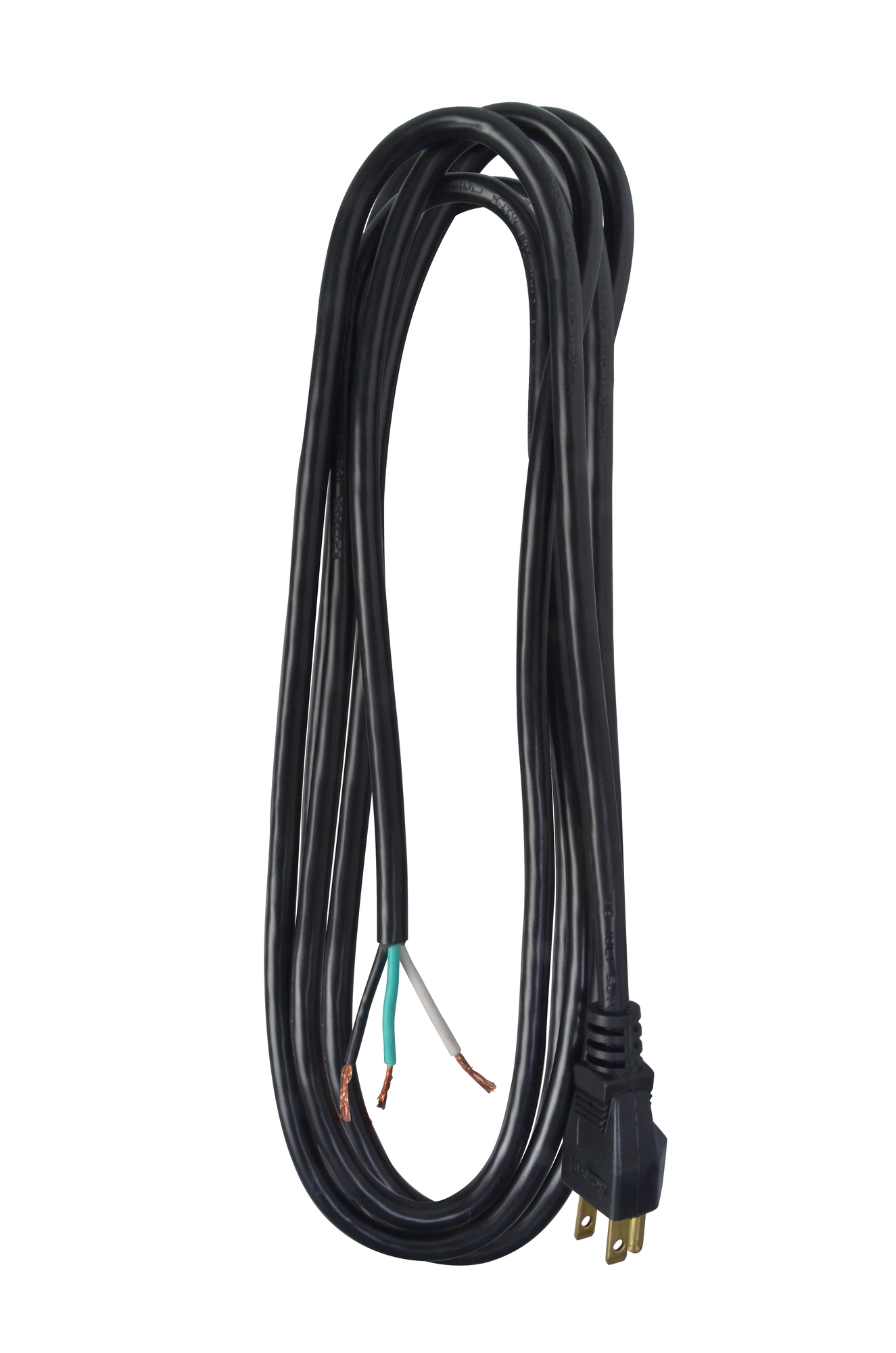 9ft SJTW Round Indoor Replacement Power Supply Cord, 16/3, Black