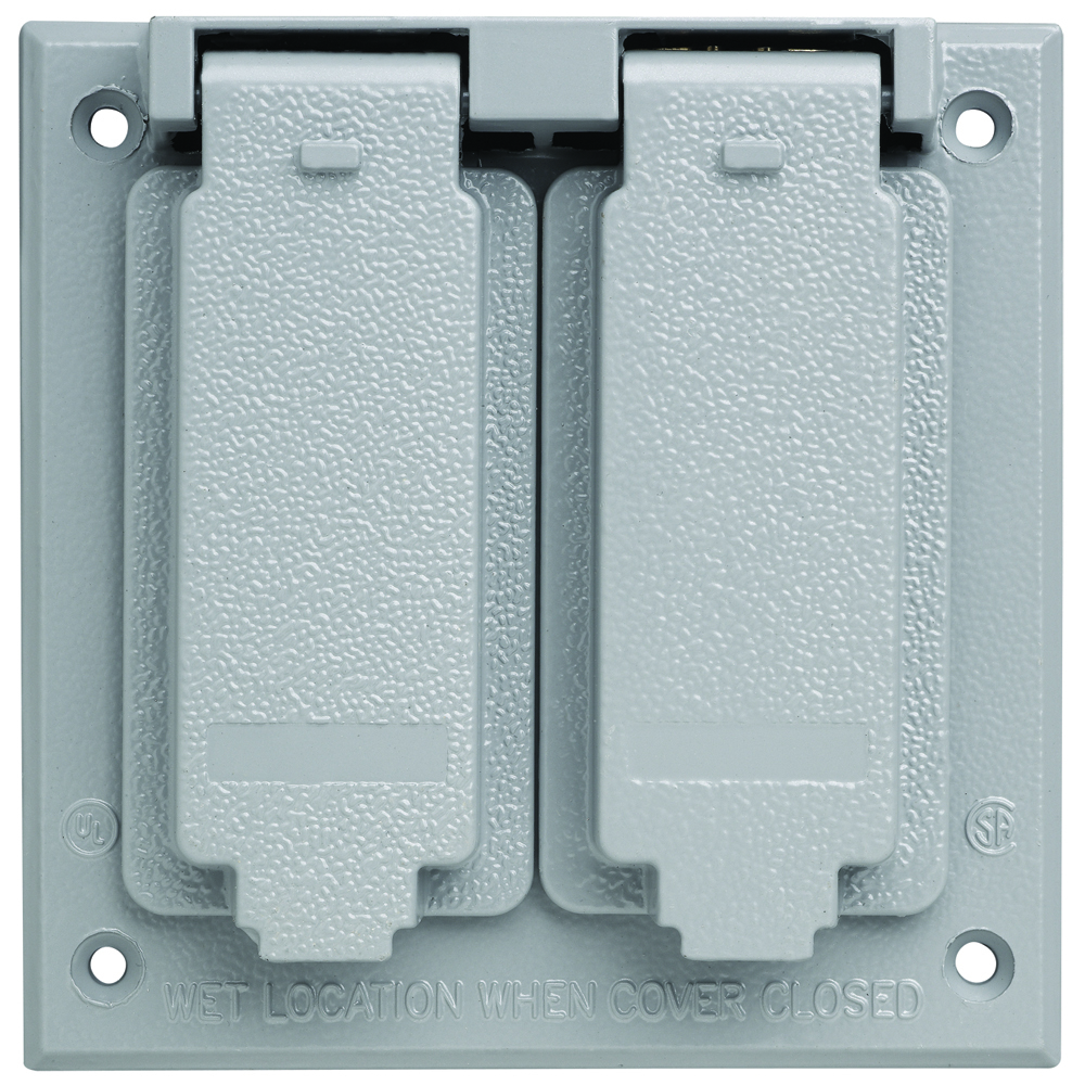 CA262G 2-Gang Cast Weatherproof Cover, 2 Decorator Openings, Gray