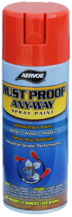 305 Rustproof Solvent Based Spray Paint, 16 oz Container, Liquid Form, Safety Orange, 11 sq-ft Coverage, 72 hr Curing