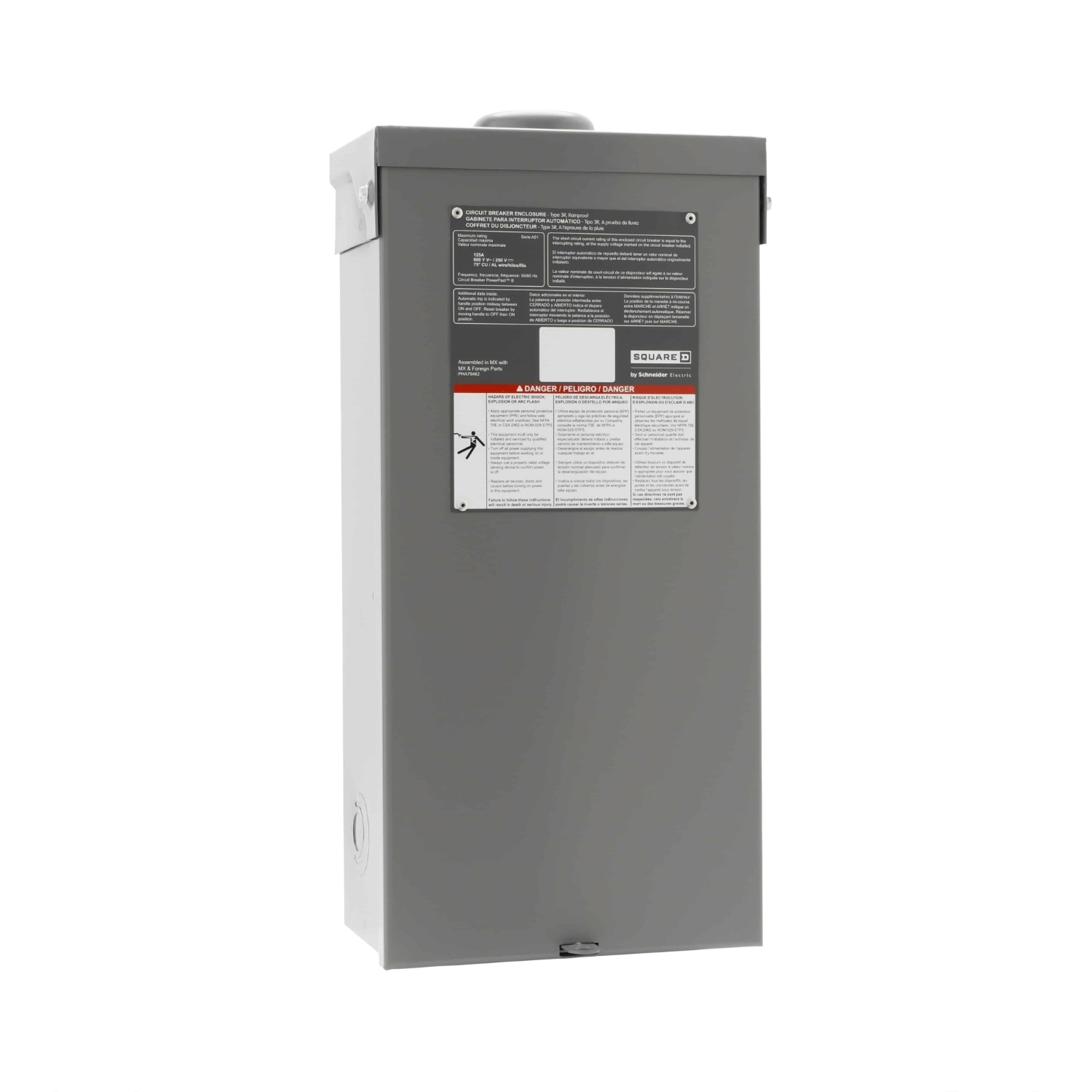 B125RB PowerPacT B Circuit Breaker Enclosure, 15/125 Amp, 2 or 3 poles, Nema 3R