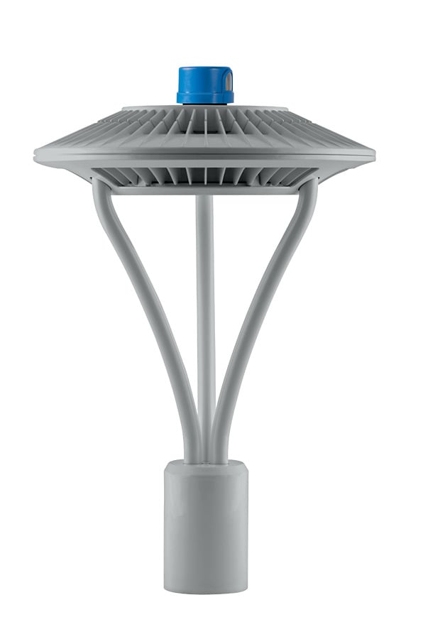 ALED5T52RG/PCT Type V Outdoor Area Post Light With 120 to 277 V Twist-Lock Photocell, 54.8 W Fixture, 120/208/240/277 V AC, Gray Housing