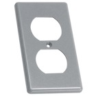 One-Gang Handy Box Duplex Receptacle Cover, Length 4.30 Inches, Width 2.38 Inches, Thickness 0.25 Inch, Color Gray, Material Non-Metallic