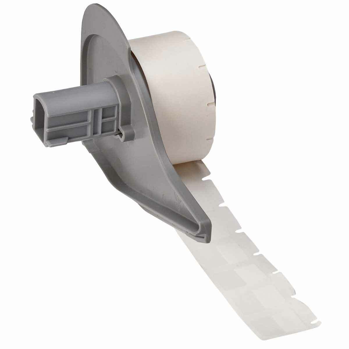 M71-11-427 BMP71 Blank Rectangular Self-Laminating Thermal Transfer Label, 3/4 in L x 1/2 in W, Blank Legend, Clear/White, B-427 Vinyl