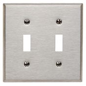 84009 Standard Size Wall Plate, 2 Gangs, 4.56 in W x 4.5 in H, 430 Stainless Steel