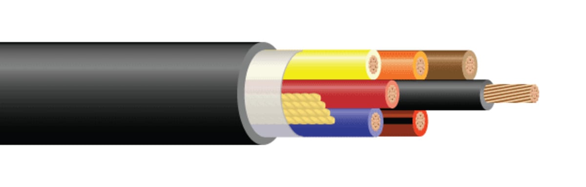 58541699 Type TC-ER Shielded Multiconductor Cable, 600, 1000 V, (4) Conductors Tinned Copper Conductor