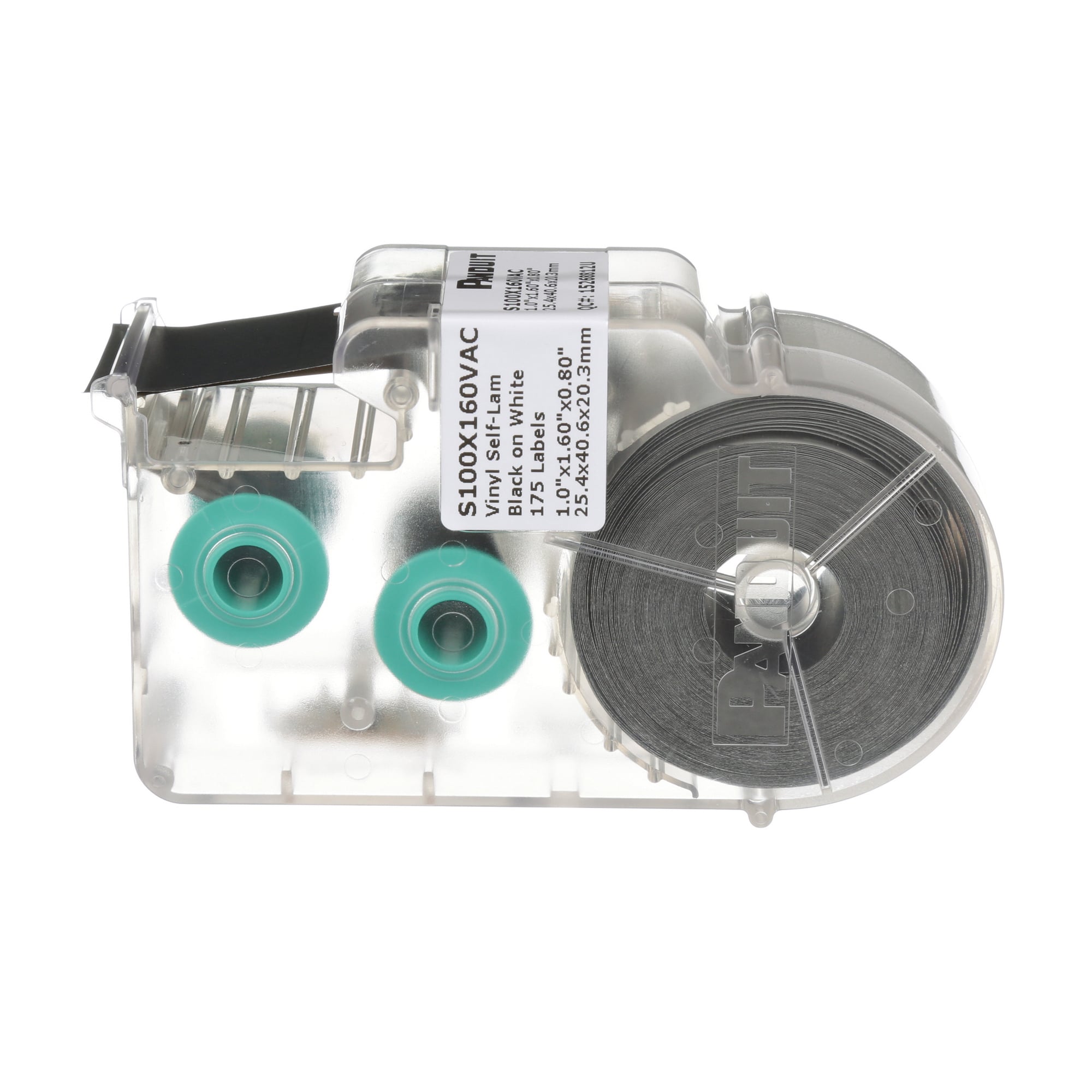 S100X160VAC P1 Self-Laminating Label Cassette, 1.6 in L x 1 in W, Clear/White, Vinyl