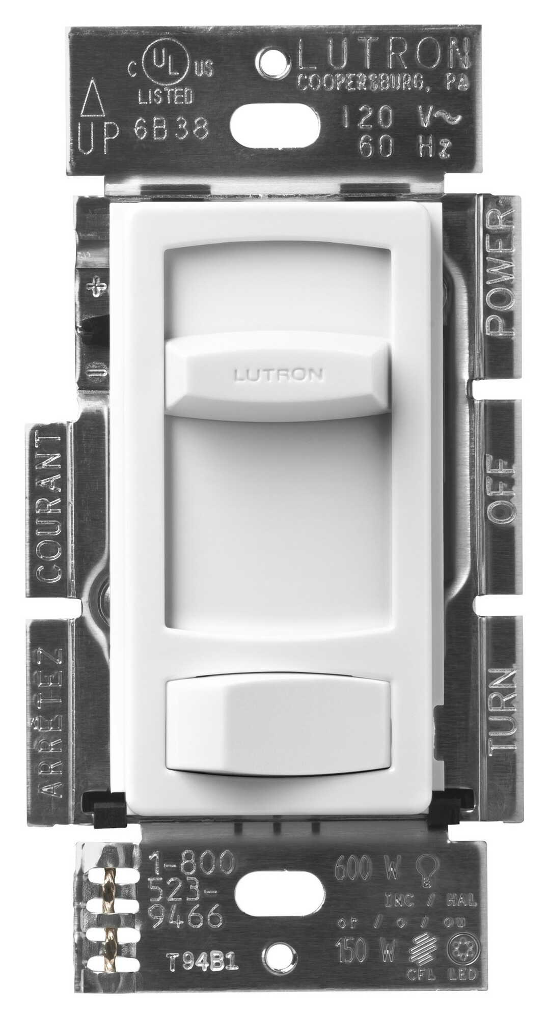 CTCL-153PH-WH Skylark Contour LED+ Dimmer Switch, No Neutral Required, 150W LED or 600W Incandescent/Halogen, 120V, 1 Pole/3-Way, White