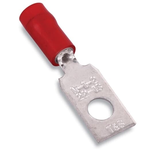 RA480 Sta-Kon Insulated Ring Terminal, 22 to 18 AWG Conductor, 1.359 in L, Brazed/Overlapped Seam Barrel, Copper, Red