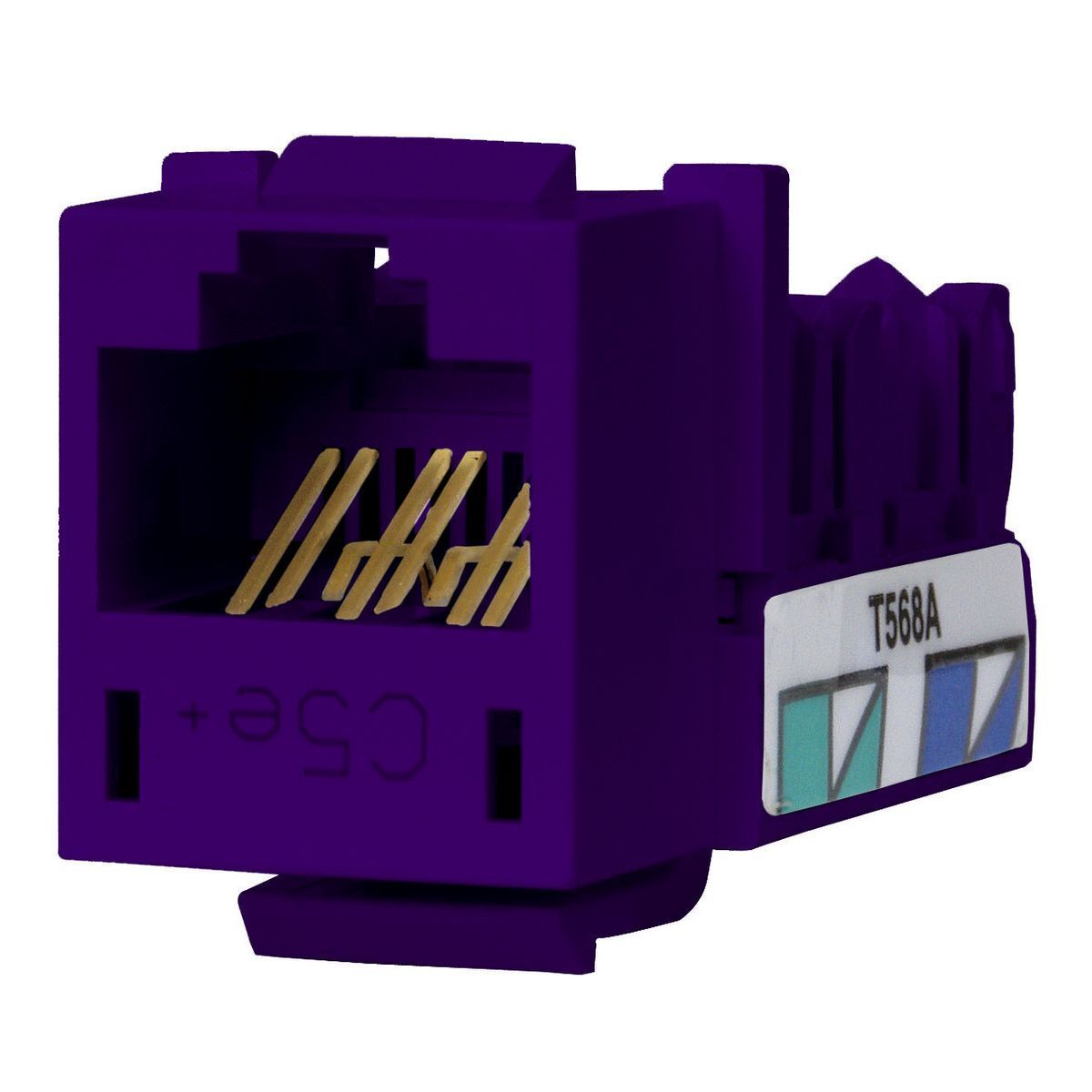 HXJ5EP25 8-Position Standard Universal A/B Jack, Cat 5e Module, Snap-Fit Mount, Purple