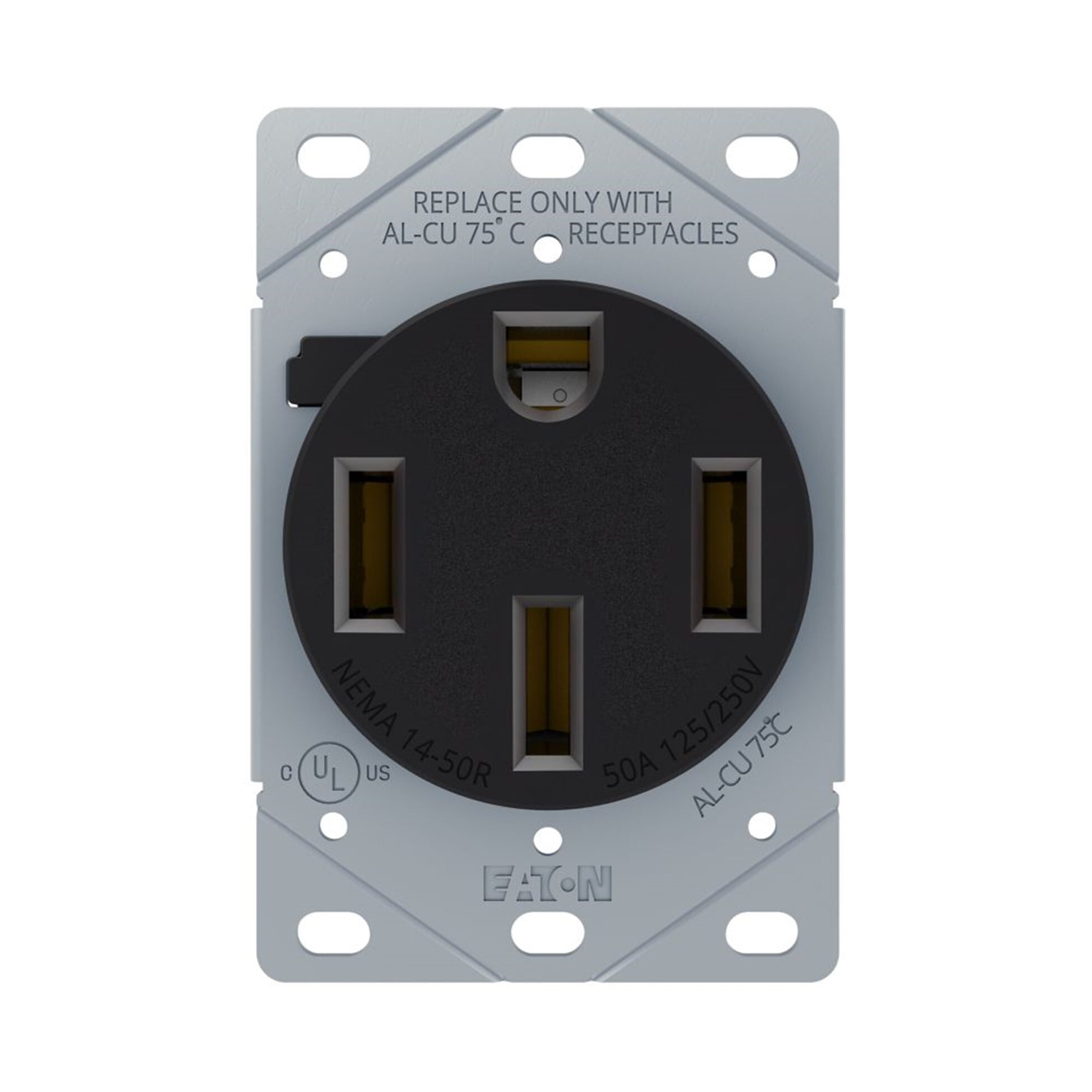 AH1258BK-F Flush mount Arrow Hart Power Device Receptacle, 125/250 V, 50 A, 4 Wires, Black