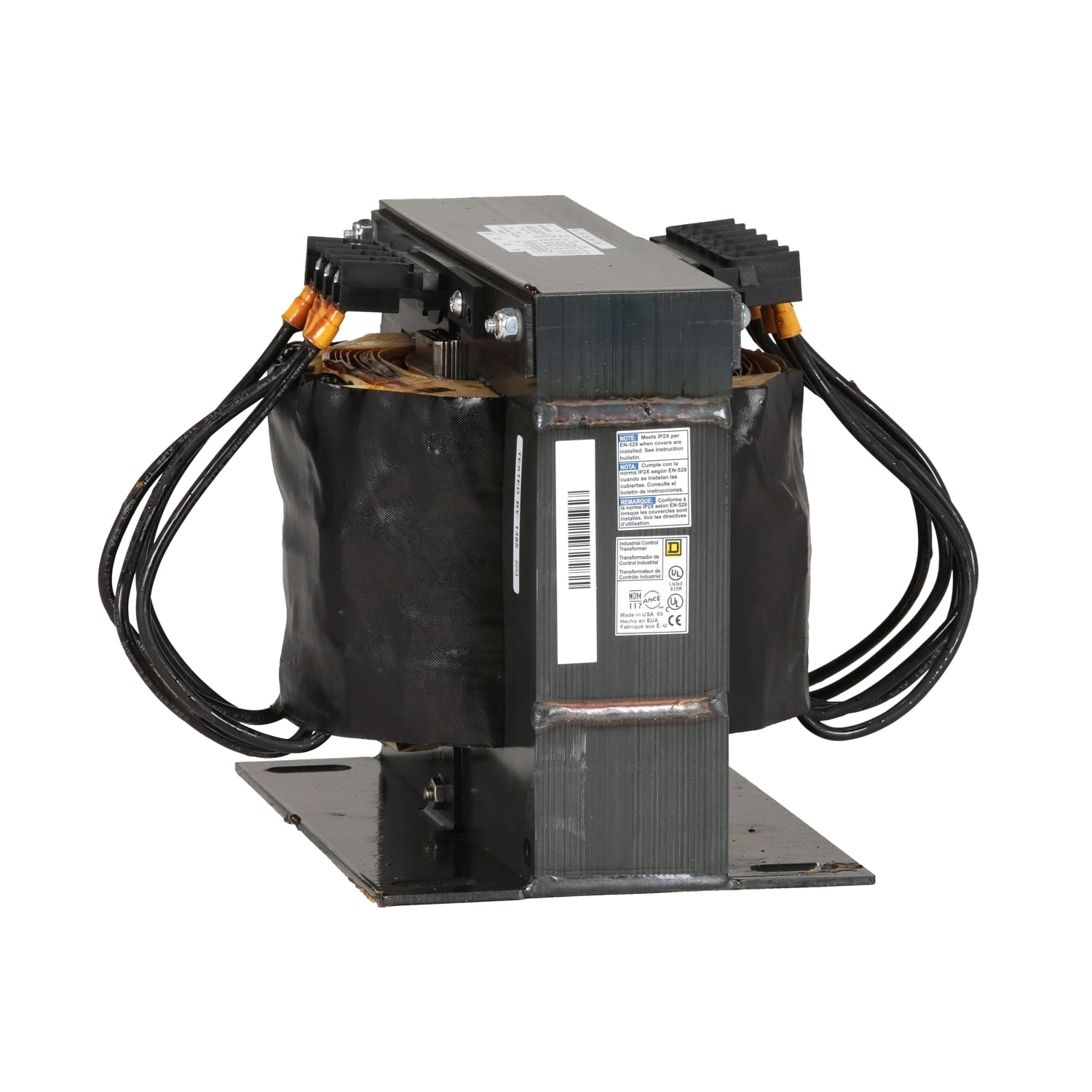 9070T2000D50 Type T Control Transformer, 240/416/480/600 V AC Primary, 99/120/130 VAC Secondary, 2000 VA Power Rating, 50/60 Hz, 1 Phase