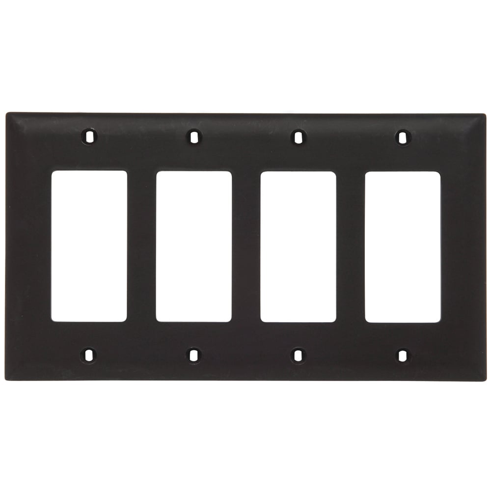 TP264 TradeMaster Standard Wall Plate, 4 Gangs, 8-3/8 in W x 5-1/2 in H, Nylon/Thermoplastic, Brown