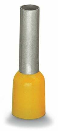 Insulated ferrule sleeve - Wago (216 series) - for 1 x 6mm2 - Yellow color - length 20mm - Diameter 6.3mm insulated collar / 3.5mm ferrule