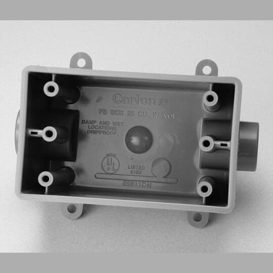 E9811DN Carlon Type FDC Deep Style Non-Metallic Rigid Device Box, 25 cu-in Capacity, 1 Gangs, 2 Outlets, 1 Knockouts, 4.54 in L x 2.8 in W
