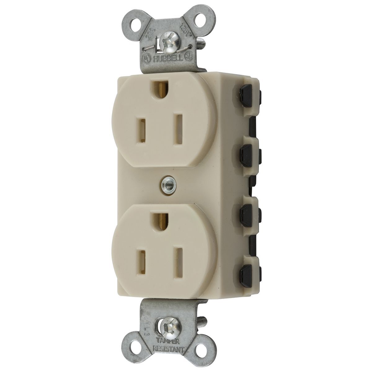 SNAP5262ITRA 1-Phase Duplex Extra Heavy Duty Tamper-Resistant Traditional Straight Blade Receptacle, 125 V AC, 15 A, 2 Poles, 3 Wires, Ivory