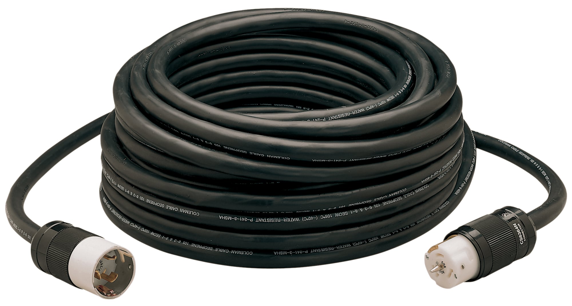 019390008 100ft California Style Extension Cord with Locking Plug and Connector Ends, 6/3 and 8/1 SEOW, 50 Amp