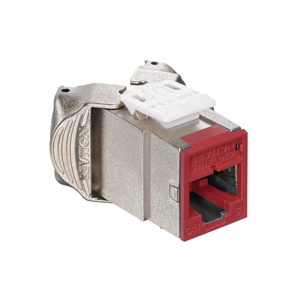 61SJK-RR6 Atlast-X1 QuickPort Component Rated Shielded Connector, Cat 6 Module, Surface Mount, Die Cast Zinc, Dark Red