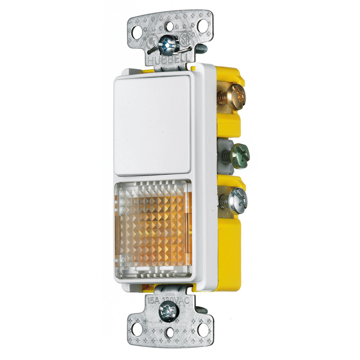 RCD109W Decorator Standard Sized Combination Rocker Switch, 125 V AC, 15 A, 1875 W
