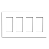80312-SI Decora Screwless Standard Size Wall Plate, 4 Gangs, 8.18 in W x 4.61 in H, Polycarbonate, Ivory