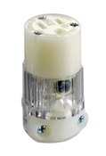 8219-PLC Cable Mount Grounding Straight Blade Connector, 125 V AC, 15 A, 2 Poles, 3 Wires, Transparent
