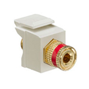 40833-BIR QuickPort Feed Through Fire Retardant Snap-In Binding Post Connector With Red Stripe, Screw Termination, Plastic