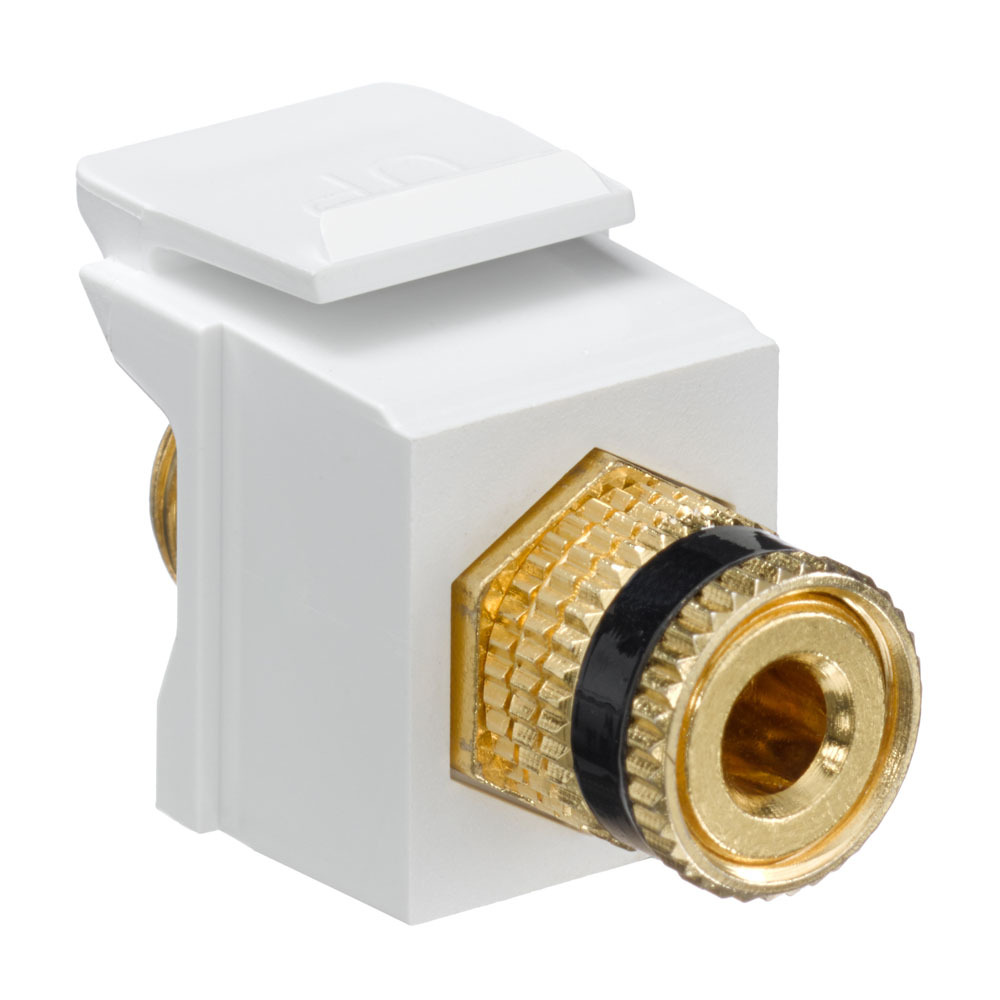 40833-BWE QuickPort Fire Retardant Snap-In Binding Post Connector With Black Stripe, Screw Termination, Plastic