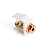 40837-BWR QuickPort Feed-Through Fire-Retardant Snap-In Banana Jack Adapter With Red Stripe, High Impact Plastic